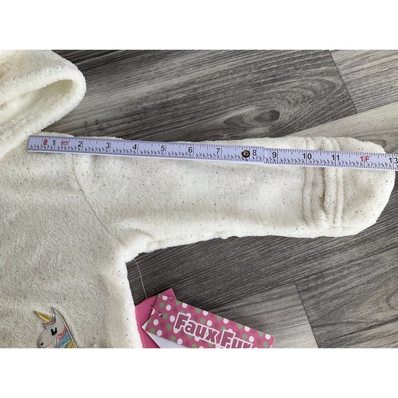 Wippette Kids Faux Fur Girls Zip Up Unicorn Sparkly Jacket Size 12 Months/white. - Picture 16 of 16